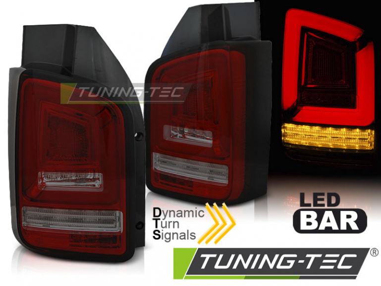 Voll LED Lightbar Design Rückleuchten für VW T6 15-19 rot/schwarz / Dynamischer Blinker
